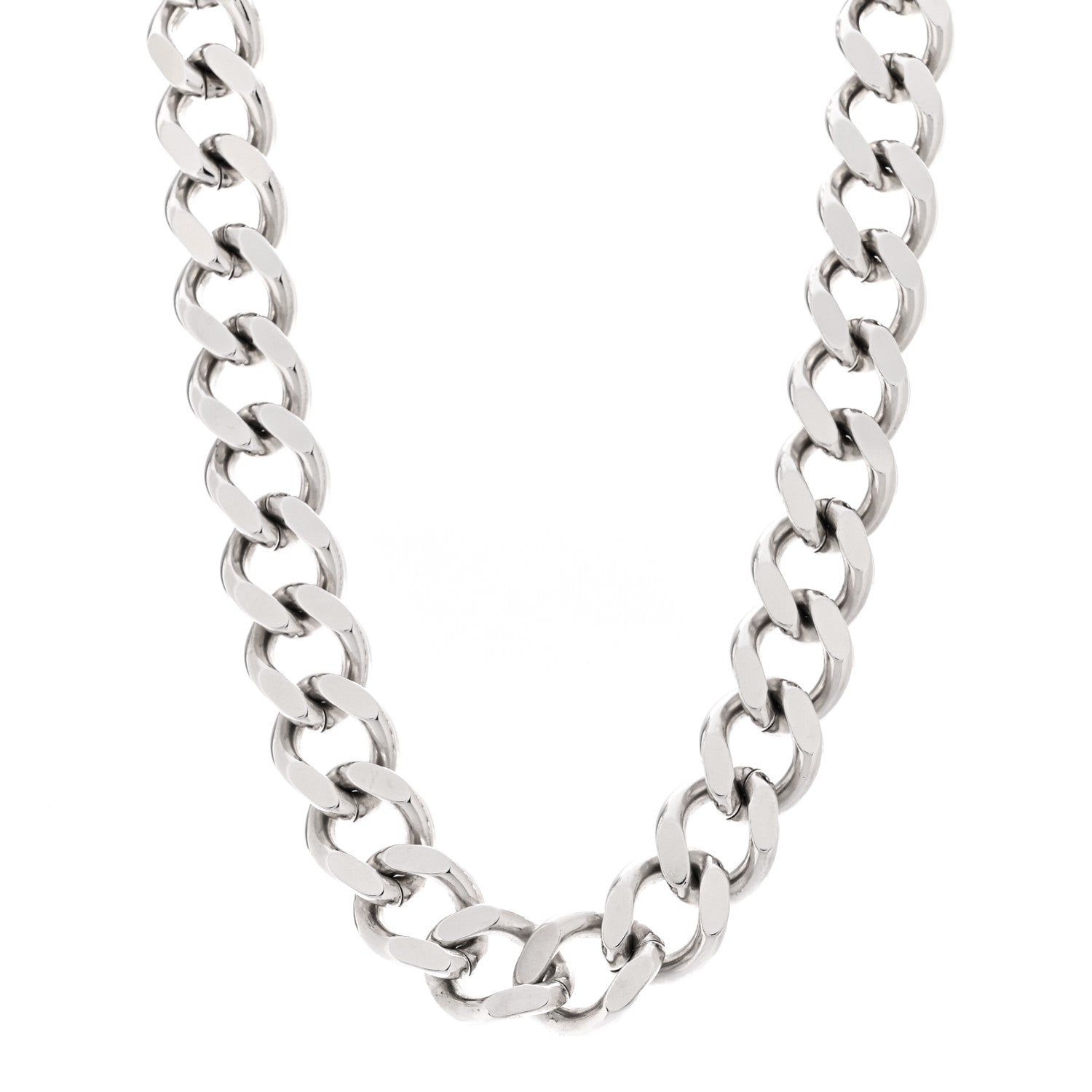 Christian Dior Metal CD Icon Chain Link Necklace Silver