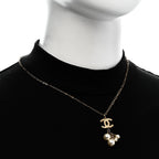 Chanel Pearl CC Logo Drop Necklace Gold