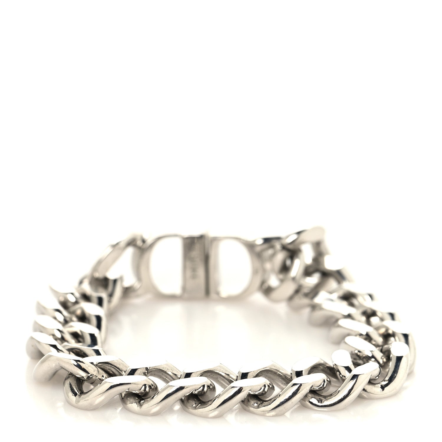 Christian Dior Brass CD Icon Chain Bracelet M Silver