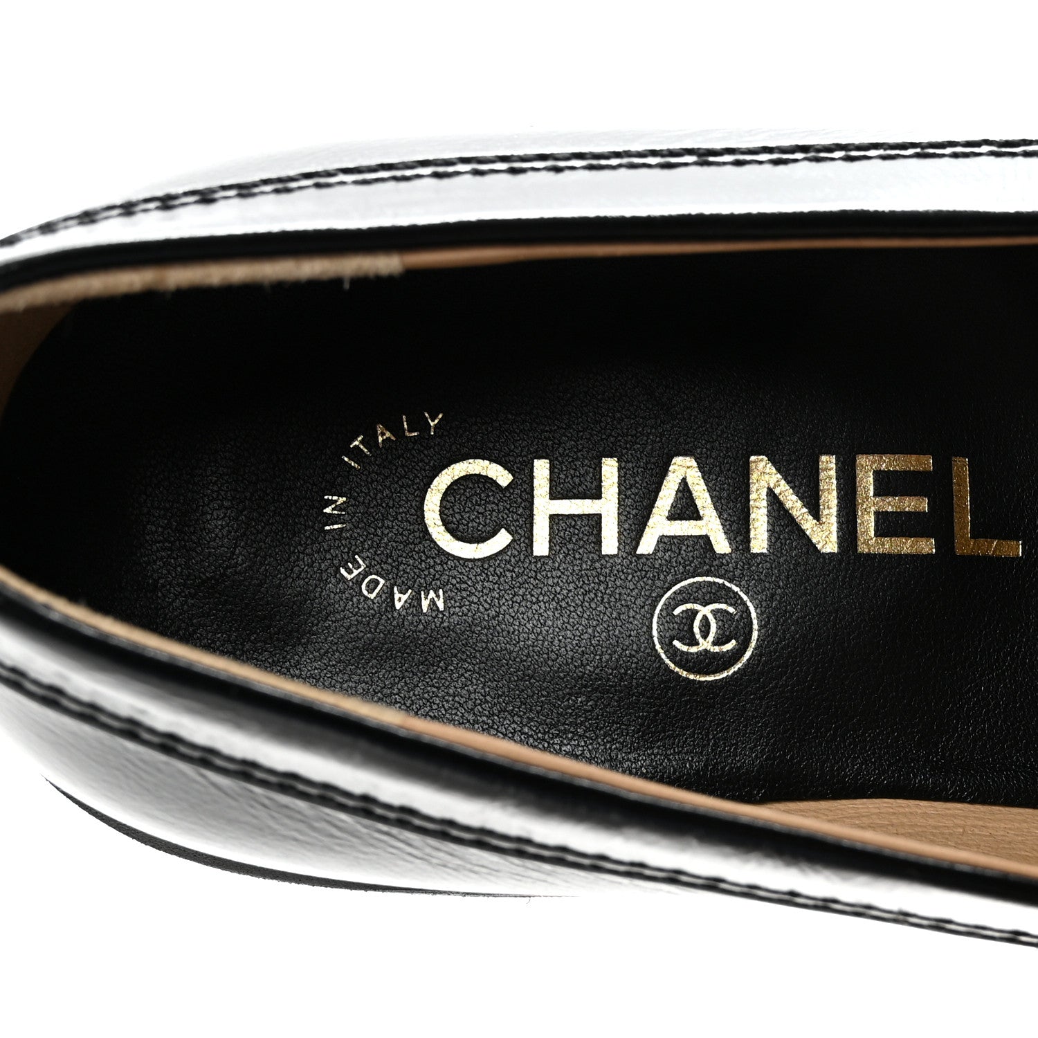 Chanel Calfskin Enamel Charms Mocassin Loafers 35.5 Black