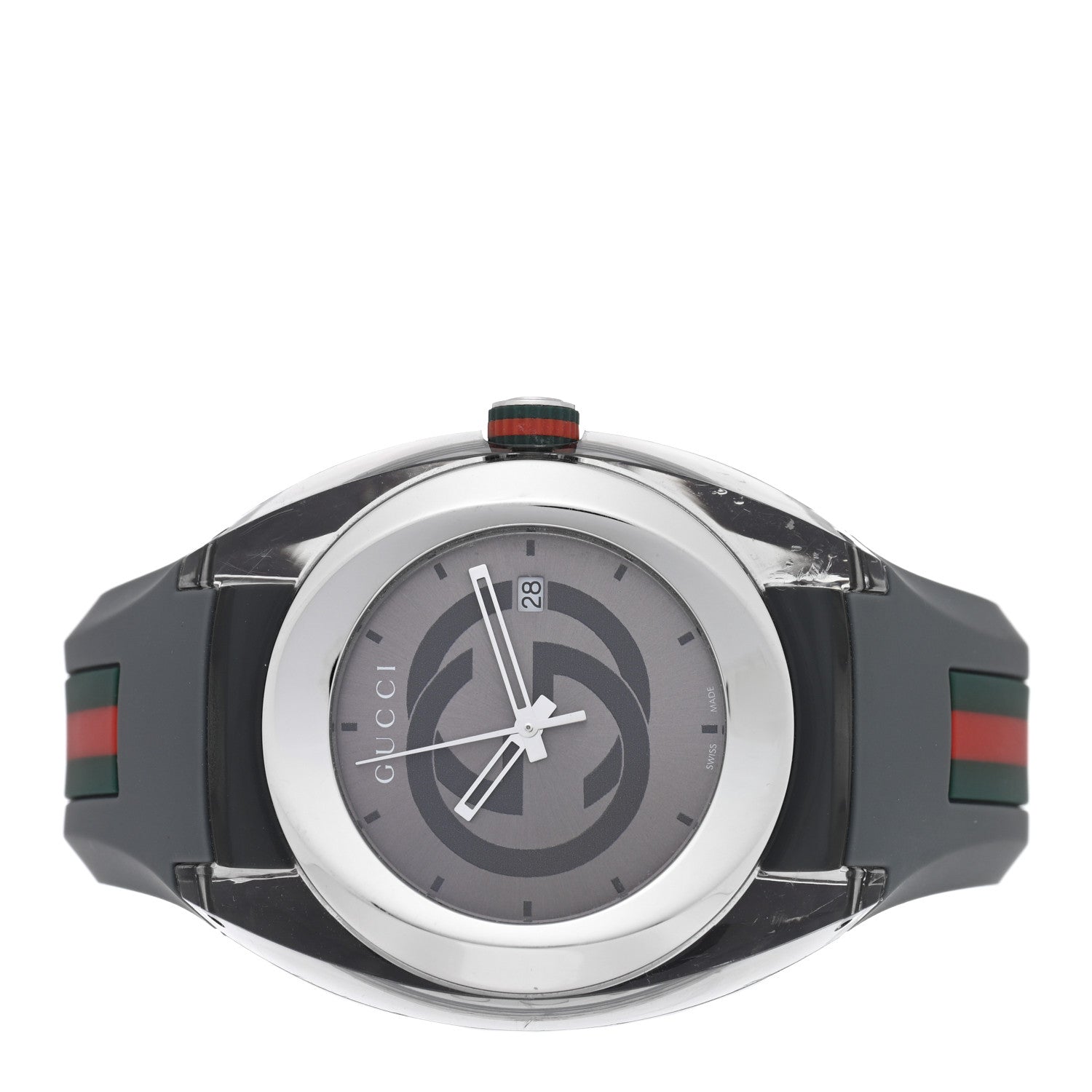 Gucci Stainless Steel Rubber 46mm Sync Web Quartz Watch Grey