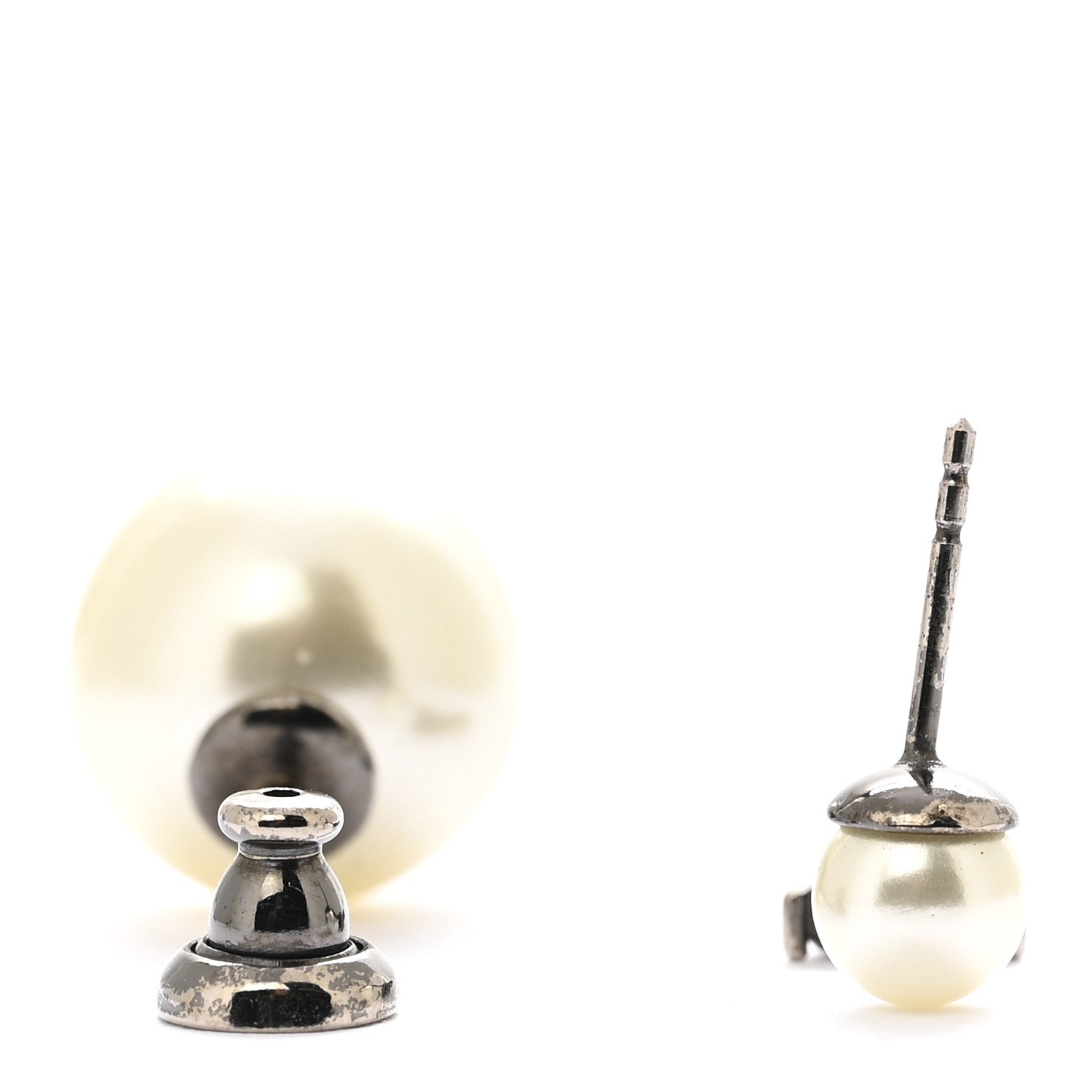 Christian Dior Crystal Pearl My ABCDior Y Tribale Earring Black Silver
