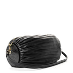 Loewe Lambskin Pleated Bracelet Pouch Shoulder Bag Black