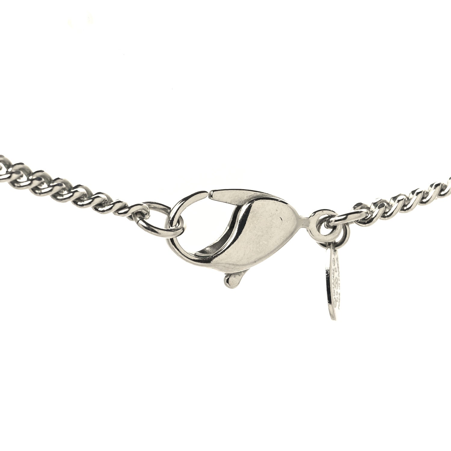 Chanel Metal Crystal CC Long Chain Necklace Silver