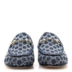 Gucci Denim Crystal GG Monogram Horsebit Womens Jordaan Loafers 39.5 Deep Blue Blue Milad