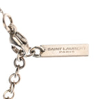 Saint Laurent Brass Triangle Pendant Long Necklace Oxidized Silver