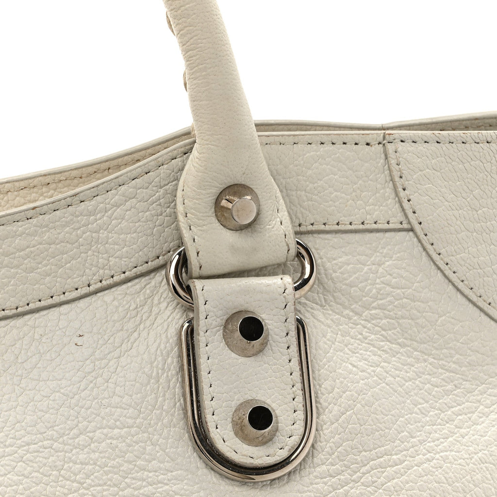 Balenciaga Chevre Silver Metallic Edge Hardware City White