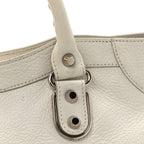 Balenciaga Chevre Silver Metallic Edge Hardware City White
