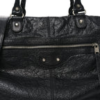 Balenciaga Agneau Classic Silver Hardware Weekender Black