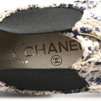 Chanel Tweed Calfskin Pearl Combat Short Boots 36 Beige Pink Black
