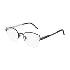 Saint Laurent Eyeglasses Cat Eye Semi Rim, Black/Silver Frame and Clear Demo Lens Lens SLM64002
