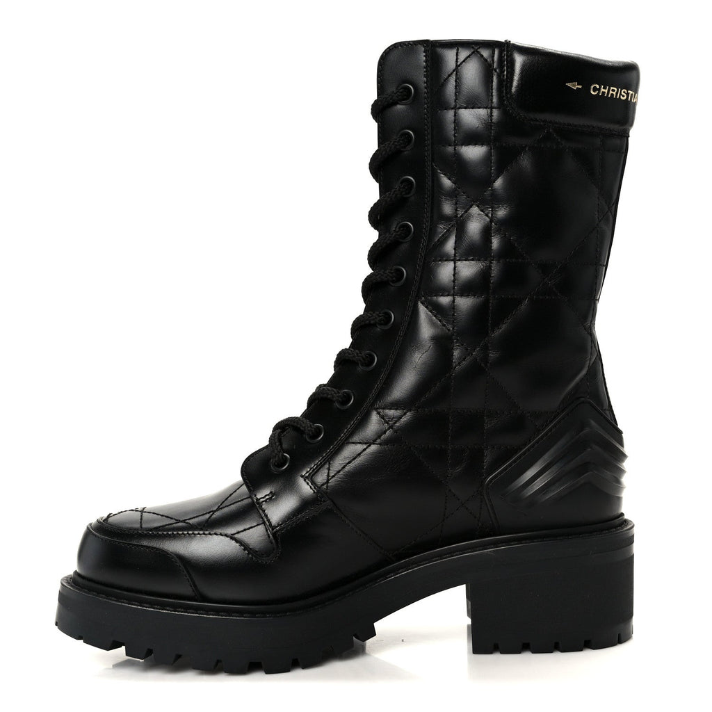 Christian Dior Calfskin Cannage D-Leader Ankle Boots 37.5 Black
