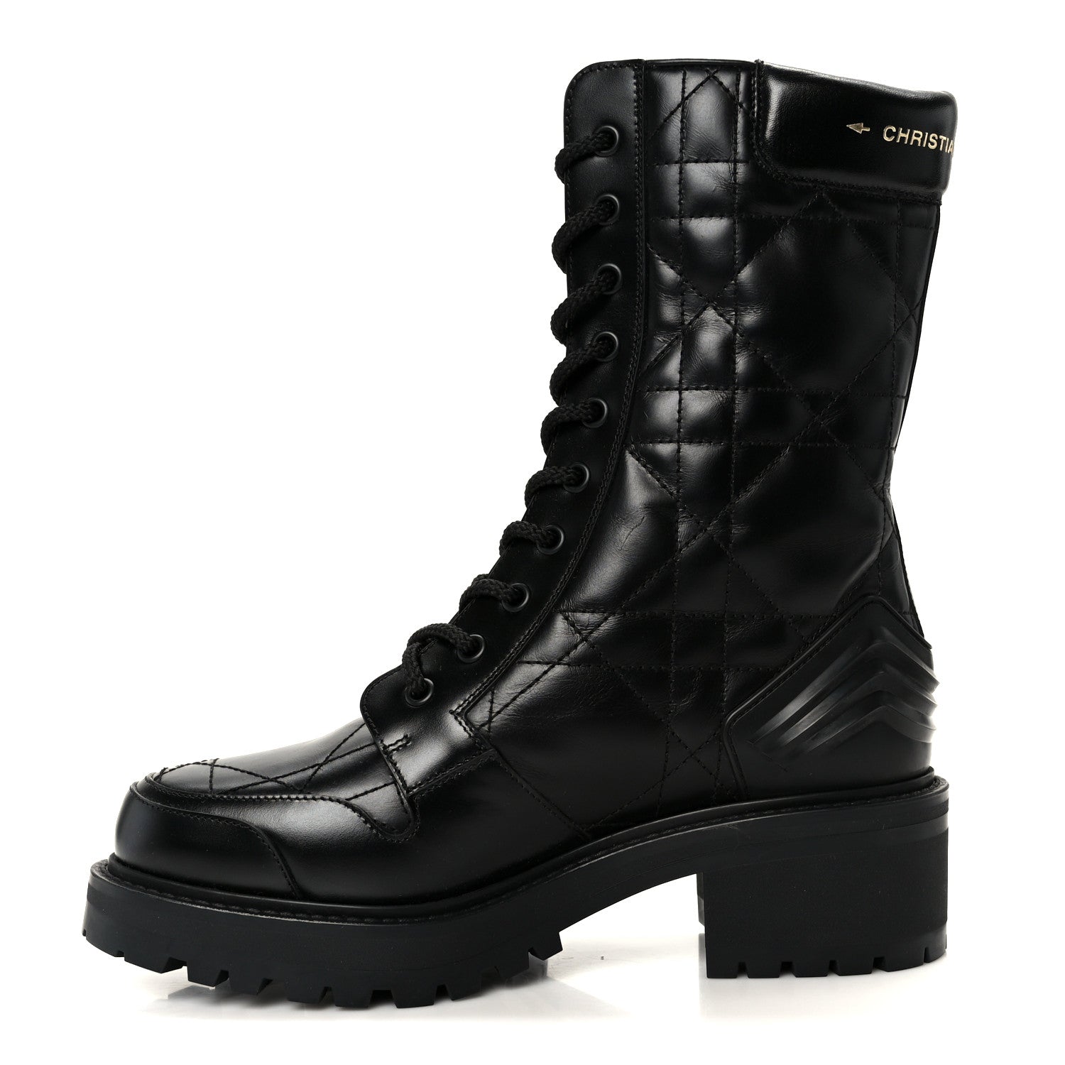 Christian Dior Calfskin Cannage D-Leader Ankle Boots 37.5 Black