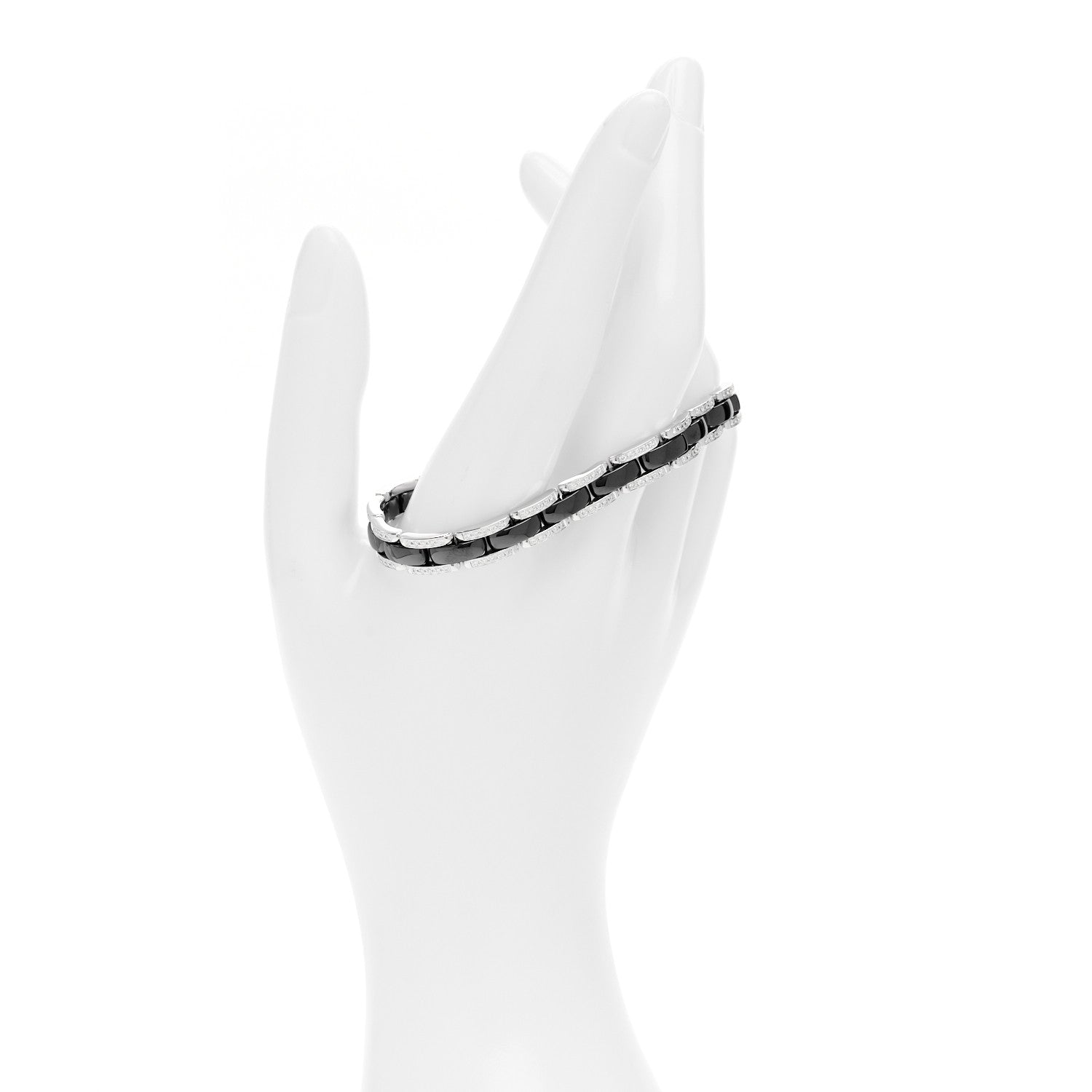 Chanel 18K White Gold Diamond Ceramic Ultra Bracelet Black