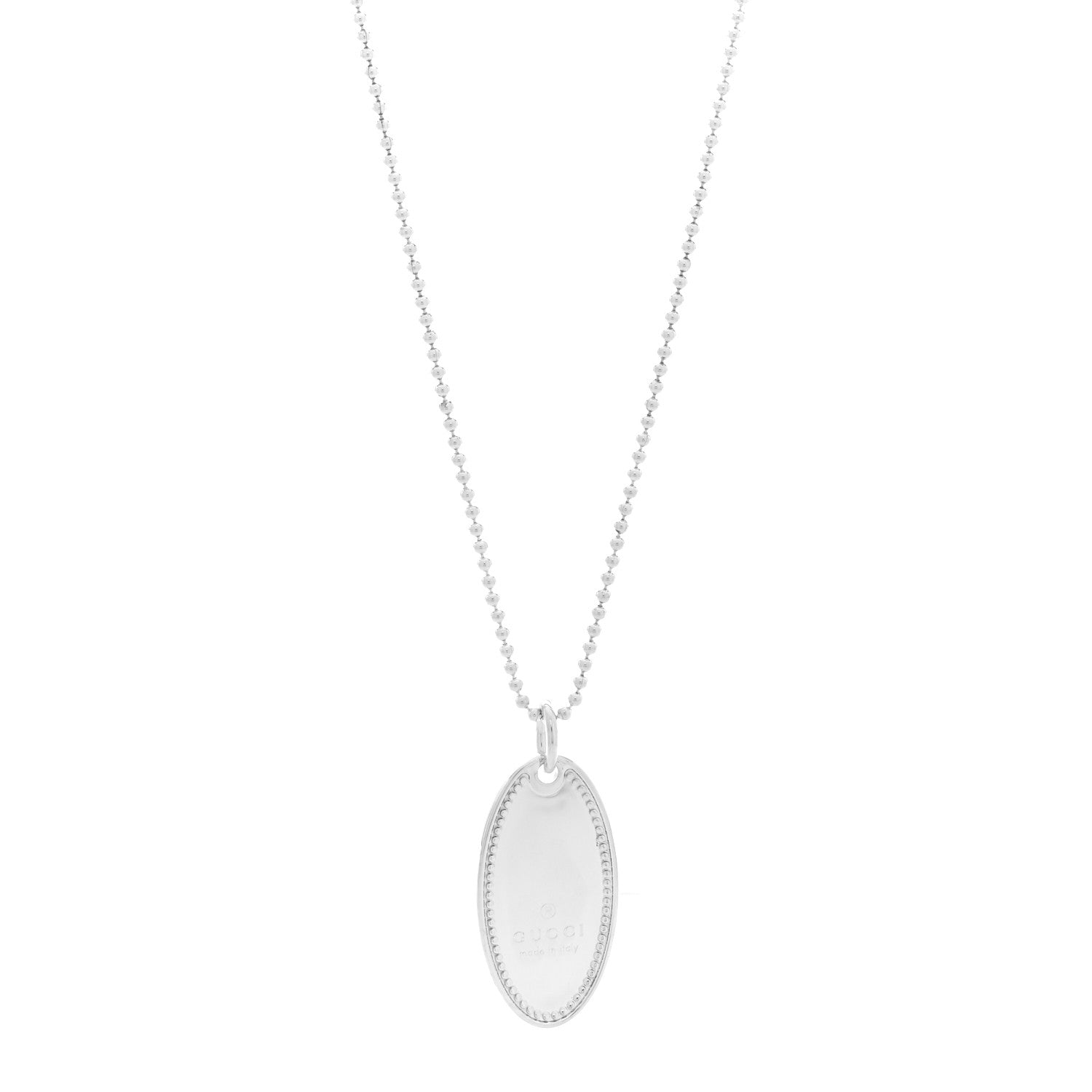 Gucci Sterling Silver Trademark Logo Oval Pendant Necklace