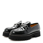 Gucci Cordovan Lux Womens Horsebit 45mm Platform Loafers 39 Black