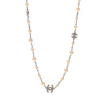 Chanel Graduated Pearl Crystal CC Long Necklace Silver