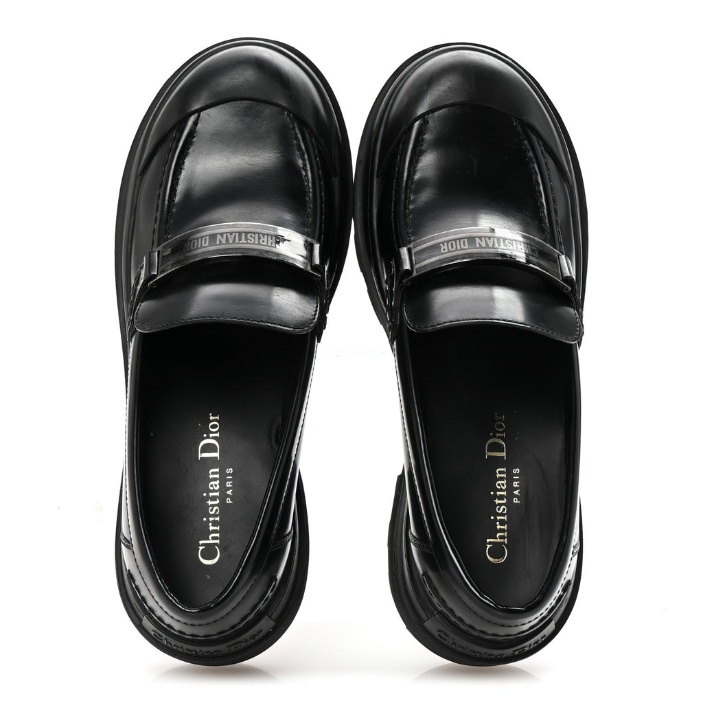 Christian Dior Brushed Calfskin Dior Code Lug Sole Platform 35mm Loafers 38.5 Black