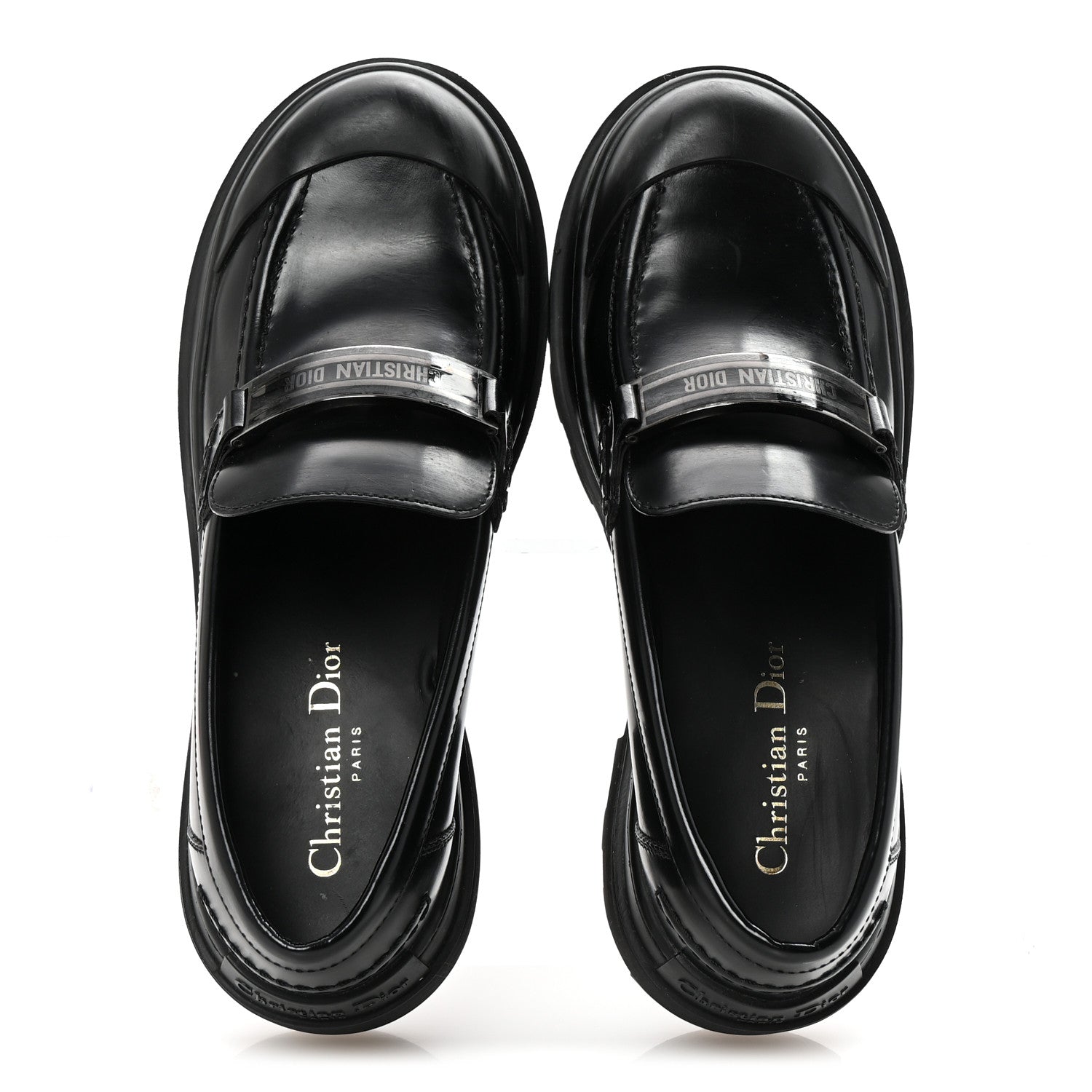 Christian Dior Brushed Calfskin Dior Code Lug Sole Platform 35mm Loafers 38.5 Black