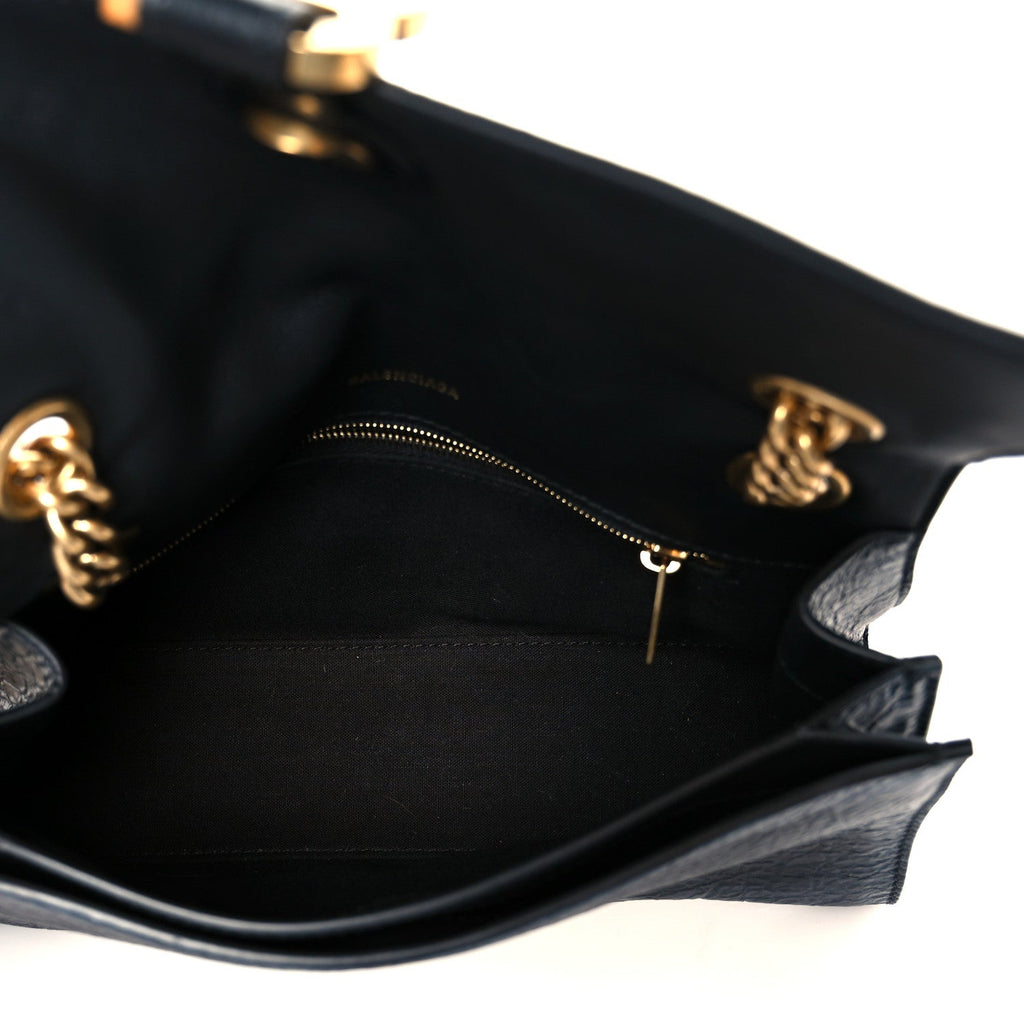 Balenciaga Crushed Calfskin Quilted Small Souvenirs Crush Chain Bag Black