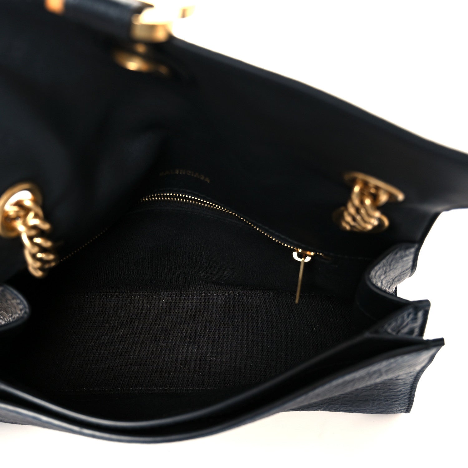 Balenciaga Crushed Calfskin Quilted Small Souvenirs Crush Chain Bag Black