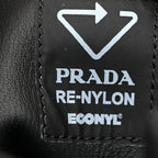Prada Re-Nylon Gabardine Metal Triangle Logo Monolith Pouch Pocket 55mm Boots 39 Black