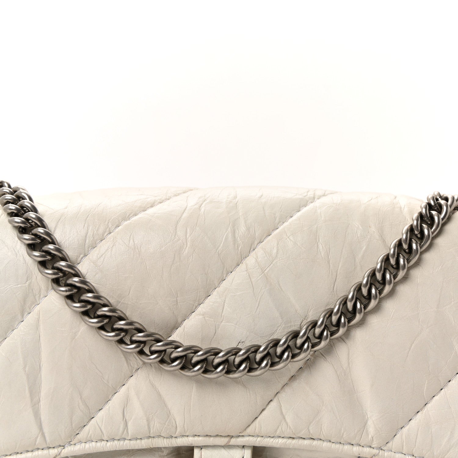 Balenciaga Crushed Calfskin Quilted XS Crush Chain Bag  Optic White