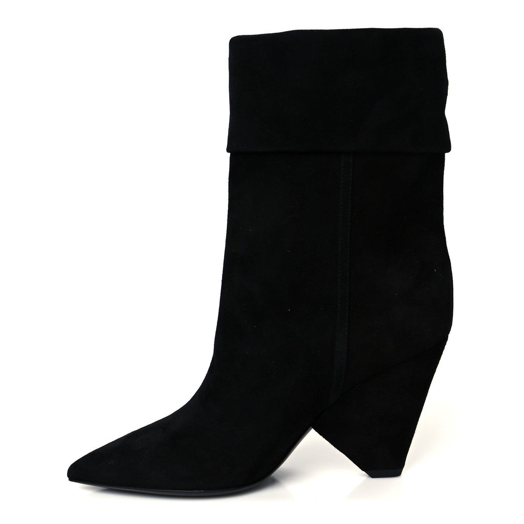 Saint Laurent Kid Scamosciato Niki 85 Wedge Booties 36 Black