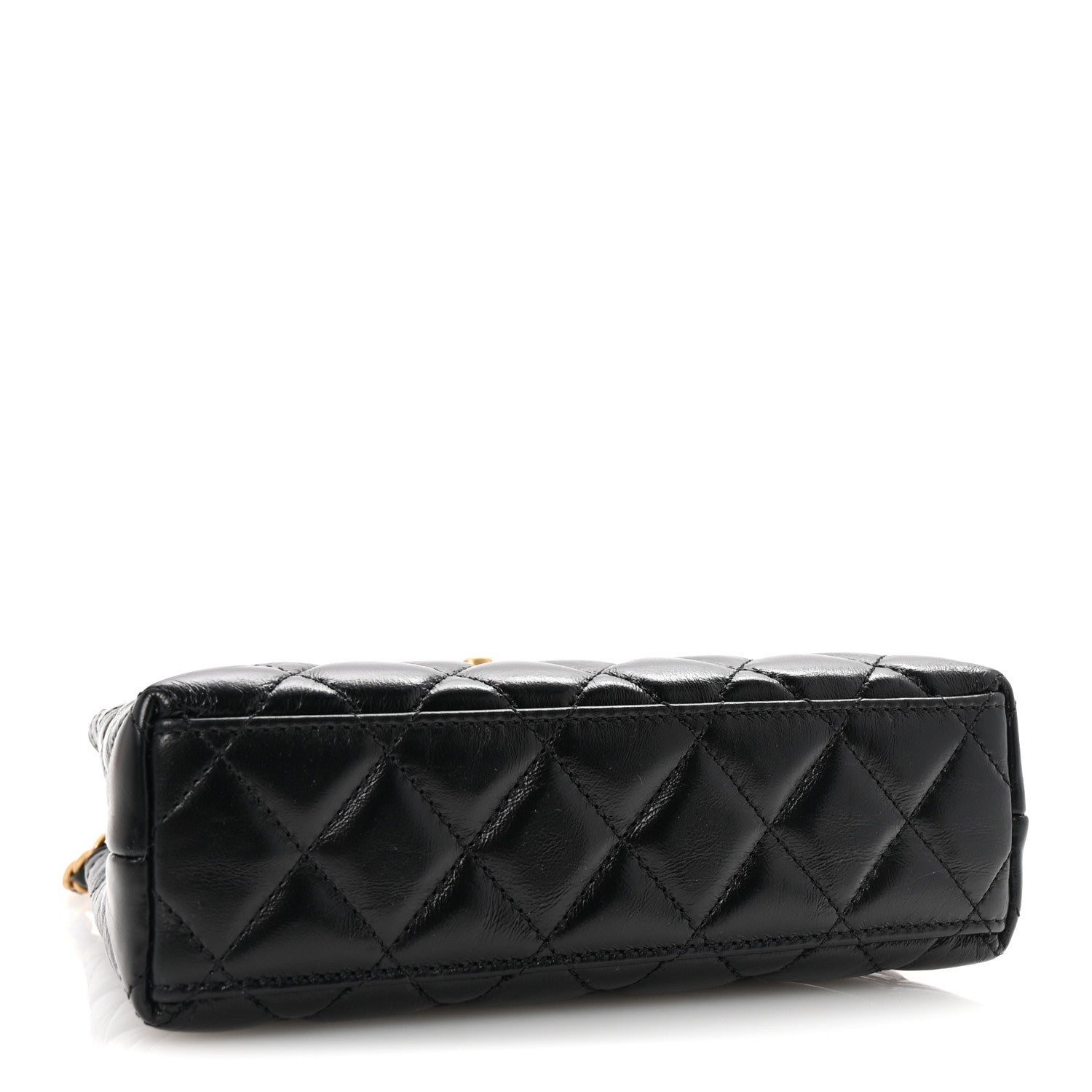 Chanel Shiny Aged Calfskin Quilted Nano Kelly Shopper Black