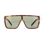 Saint Laurent Sunglasses Shield Full Rim, Havana Frame and Green Lens SL364MASKACE002