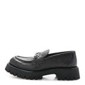 Gucci Piuma Calfskin Embossed Womens Platform Lug Sole Loafers 40 Black