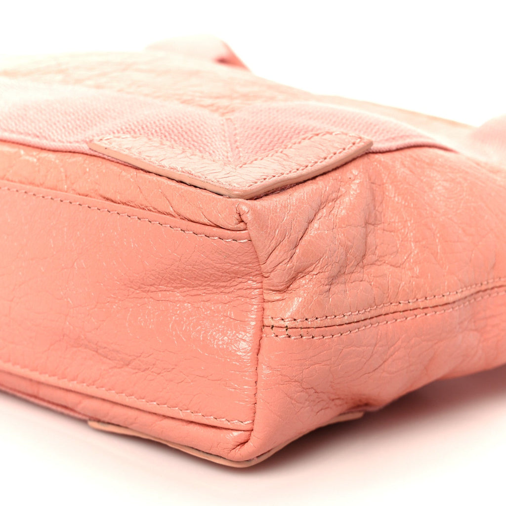 Balenciaga Agneau Stadio Ruban Viscose Navy Cabas XS Rose Ballerine