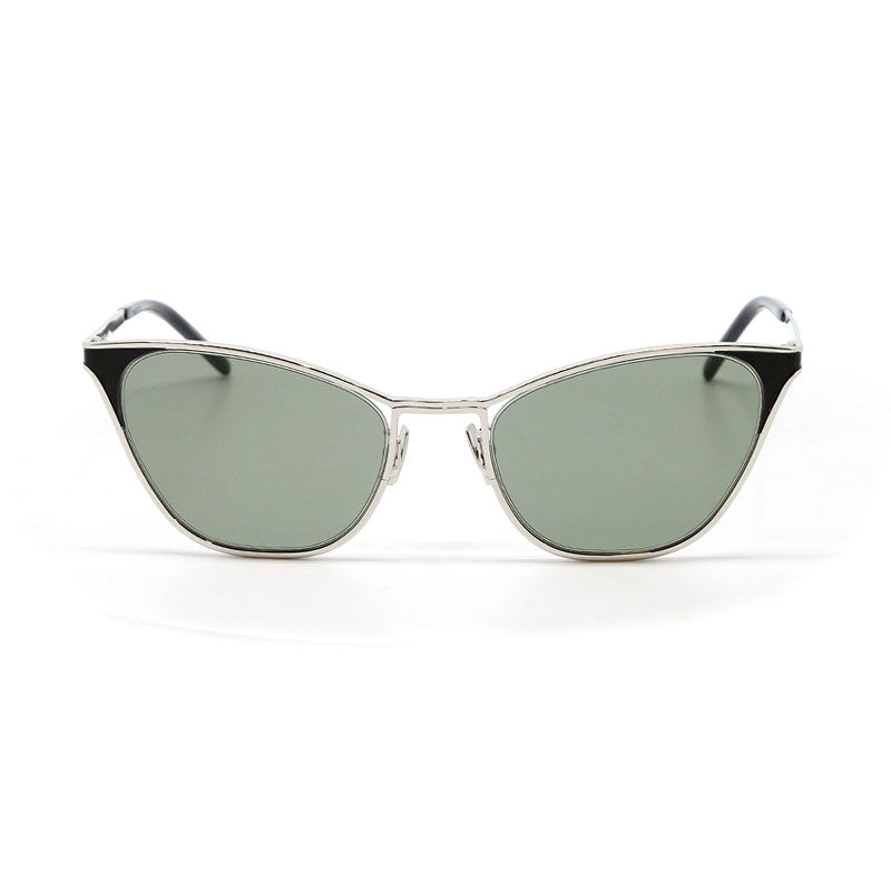 Saint Laurent Sunglasses Cat Eye Full Rim, Silver Frame and Grey Lens SL409001