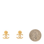 Chanel Crystal CC Shell Earrings Gold