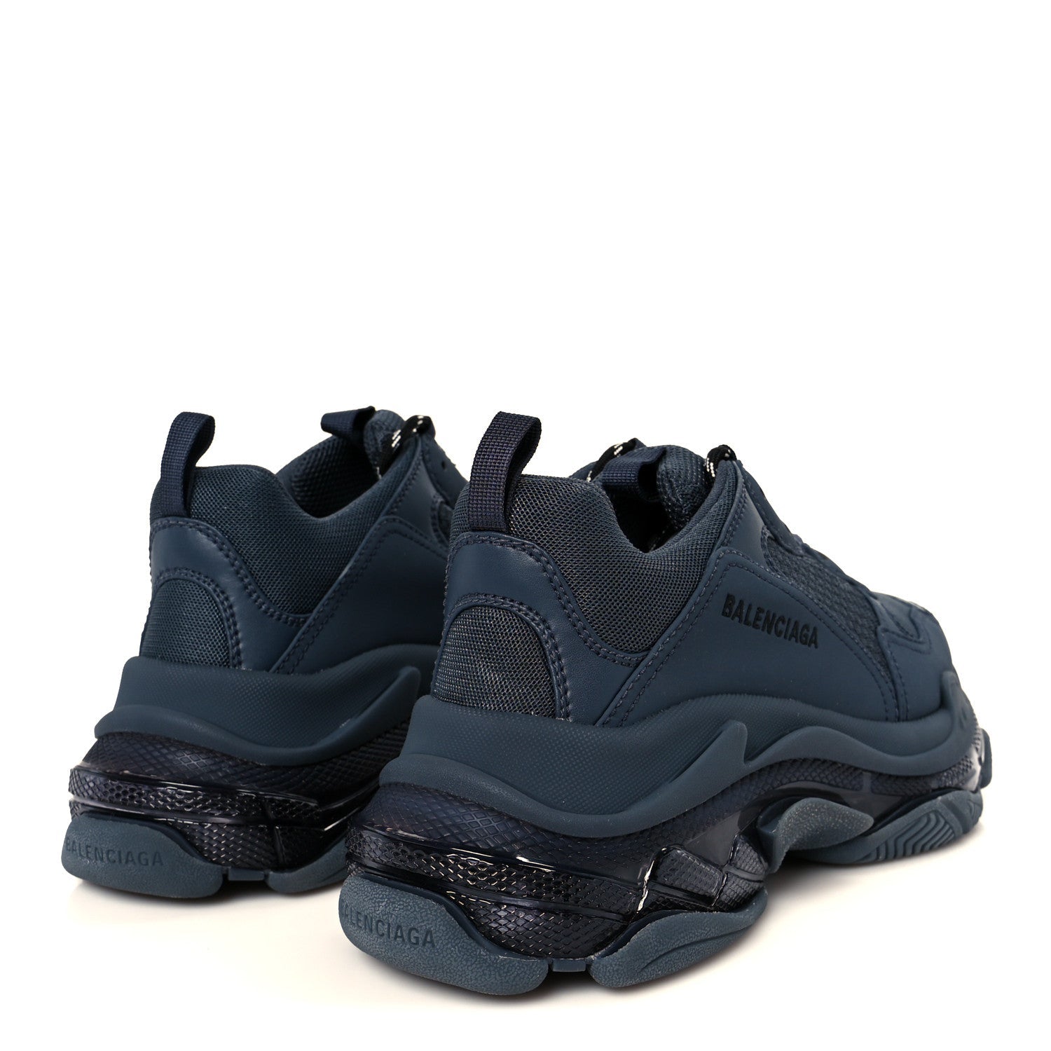 Balenciaga Fabric Mesh Clear Sole Fluo Mens Triple S Sneakers 40 Ombre Blue