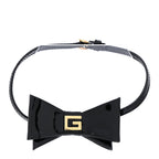 Gucci Patent G Bow Choker Necklace Black Gold