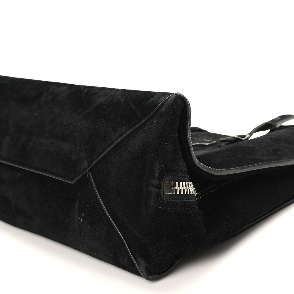 Balenciaga Daim Suede Plate Hardware Papier A6 Zip Around Tote Black
