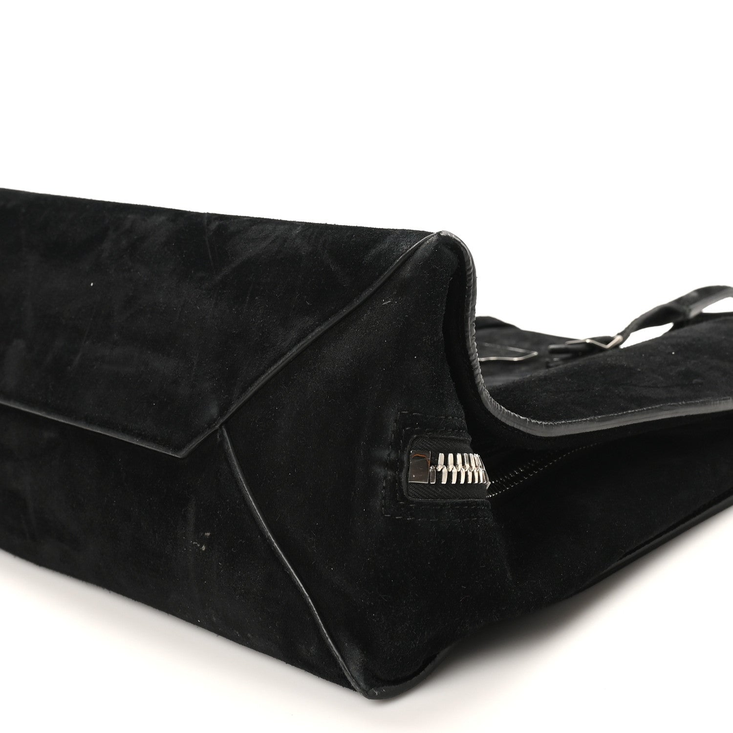 Balenciaga Daim Suede Plate Hardware Papier A6 Zip Around Tote Black