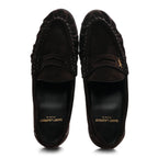 Saint Laurent Suede Le Loafer 15 Penny Slippers 37.5 Dark Chocolate