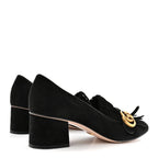 Gucci Kid Scamosciato GG Marmont Fringe 50mm Loafer Pumps 39.5 Black