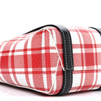 Balenciaga Calfskin Embossed Plaid North-South Small Barbes Shopper Tote Red
