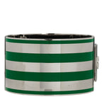 Gucci X ADIDAS Metal Enamel Cuff Bracelet S Silver Green