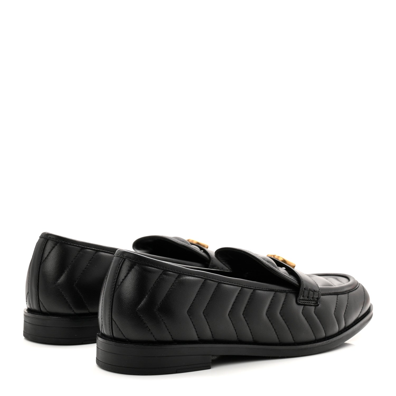 Gucci Nappa Matelasse Double G Marmont Loafers 42 Black