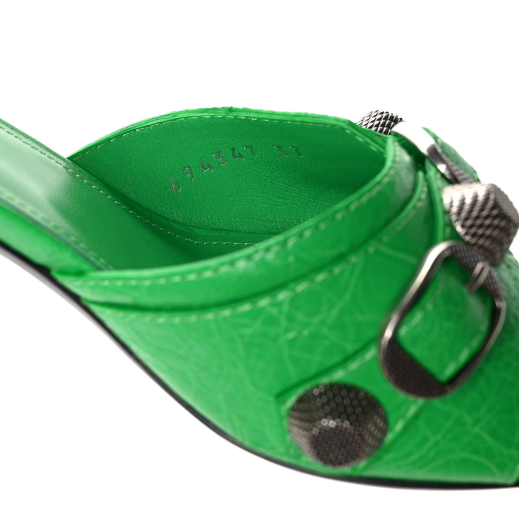 Balenciaga Agneau Arena Cagole 50mm Slide Sandals 37 Vivid Green