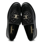 Chanel Lambskin Quilted CC Turnlock Loafers 39.5 Black