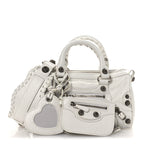 Balenciaga Agneau Arena Mini Le Cagole Duffle Crossbody Bag Optic White