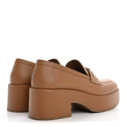 Chanel Calfskin CC Platform Loafers 38 Beige