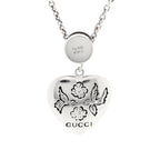 Gucci Sterling Silver Cubic Zirconia Blind For Love Pendant Necklace Pink Blue