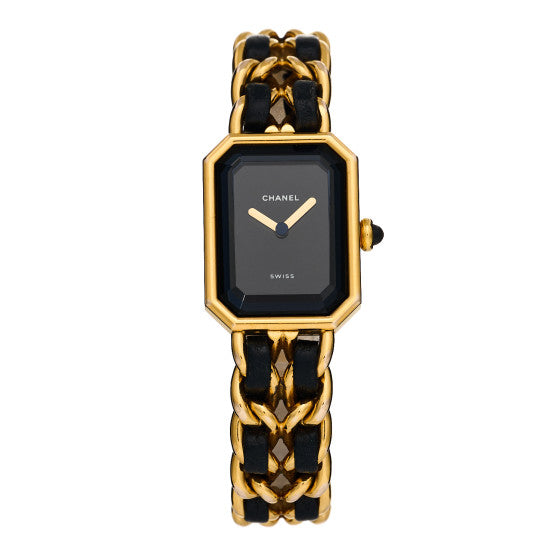 Chanel Stainless Steel Lambskin 20mm Chain Premiere Quartz Watch Gold M