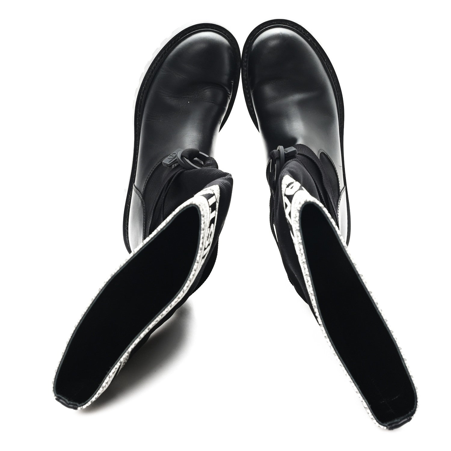 Christian Dior Calfskin Technical Fabric D-Major Boots 39 Black White